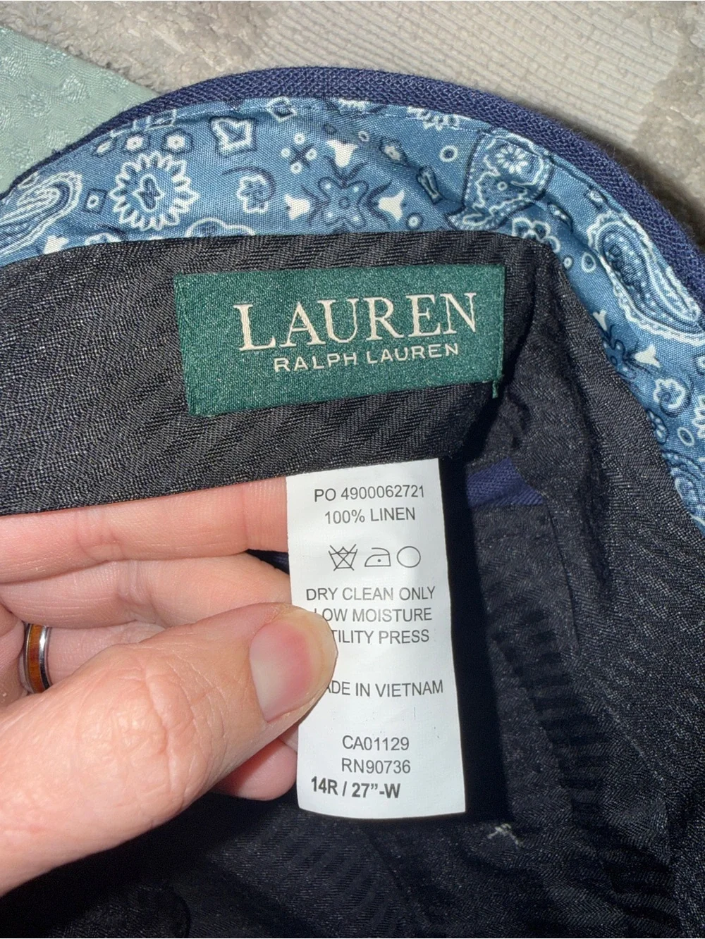 Lauren Ralph Lauren 100% Linen Pants size 14R/ 27” W